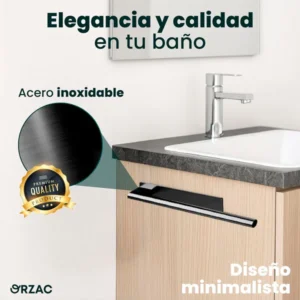 Toallero Redondo Adhesivo 39 cm (Blanco/Negro/Plata)