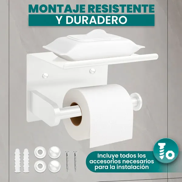 Accesorios Baño sin Taladro - Blanco -- Alburnus-Shop (5)