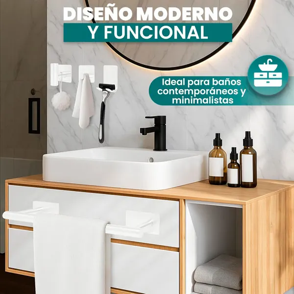 Accesorios Baño sin Taladro - Blanco -- Alburnus-Shop (6)