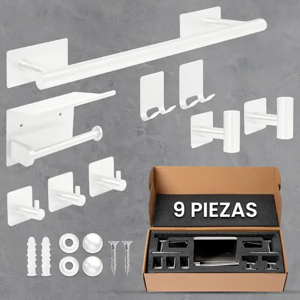 Accesorios Baño sin Taladro - Blanco -- Alburnus-Shop (8)